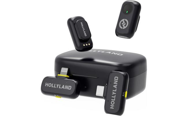 Hollyland LARK A1 Combo Wireless Microphone for iPhone, Android, Pure Sound, 3-Level Intelligent Noise Cancellation, Magnetic Mini Microphone for Vlogging, YouTube, Podcast, Black